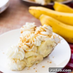 Salted Caramel Banana Pie, a sweet and salty dessert with a crunchy Nutter Butter crust.