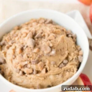 Go ahead and try to not eat the whole bowl, peanut butter toffee apple dip ohsweetbasil.com