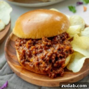 A delicious homemade sloppy joe, highlighting the rich, saucy filling ready to be served.