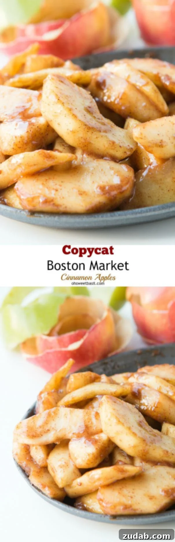 Recreating Boston Market's Signature Cinnamon Apples 3 A plate of delicious Copycat Boston Market Cinnamon Apples, glazed and spiced to perfection.