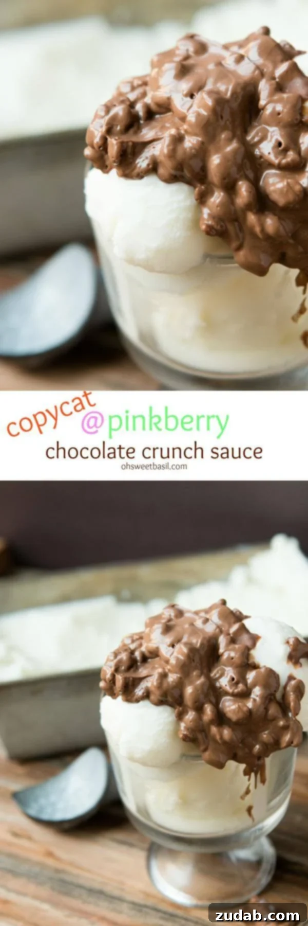 Homemade Pinkberry Milk Chocolate Crunch Sauce 3 You've got to try this pinkberry milk chocolate crunch topping copycat recipe! Only 2 ingredients! ohsweetbasil.com