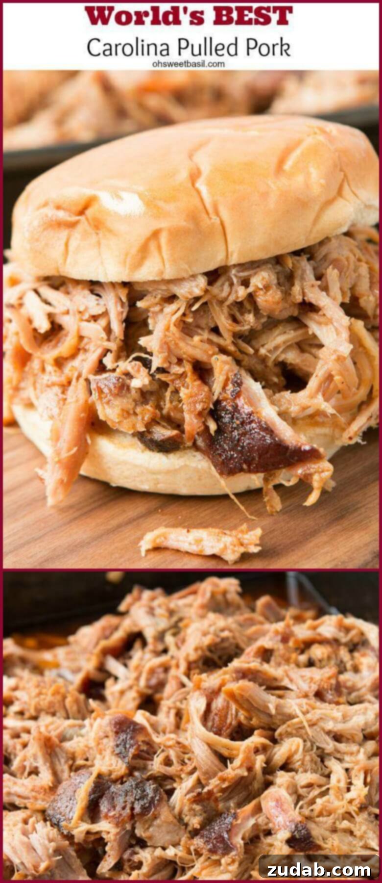 Ultimate Carolina Pulled Pork 4 best pulled pork recipe, close up shot of shredded meat
