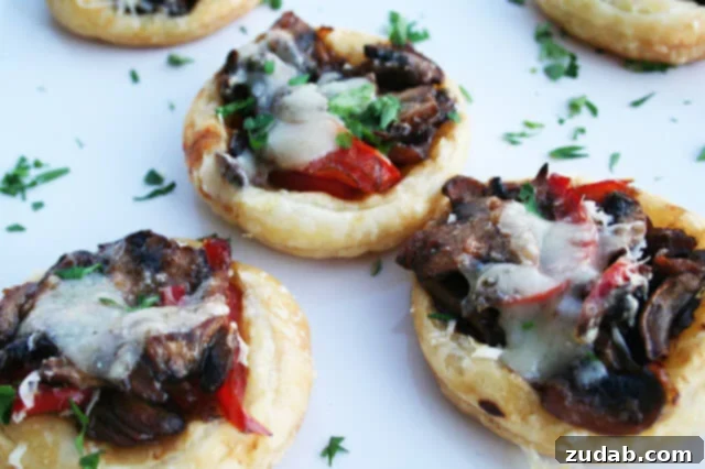 Party-Perfect Veggie Pizza Tarts 4 crimini tarts ohsweetbasil.com