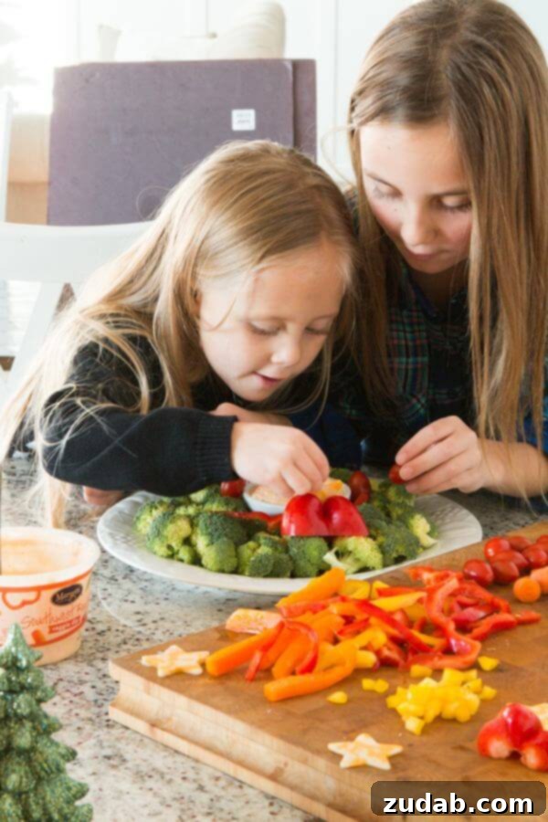 Fun and Healthy DIY Veggie Wreaths for Kids and Adults Engaging kids in healthy eating with DIY holiday party veggie wreaths and dip