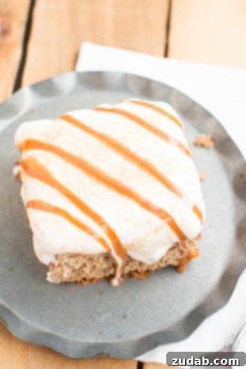 Eggnog Poke Cake 4 Caramel Spice Poke Cake with a rich topping