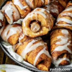 A photo of a finished Cinnamon Roll Pigs in a Blanket Dunker