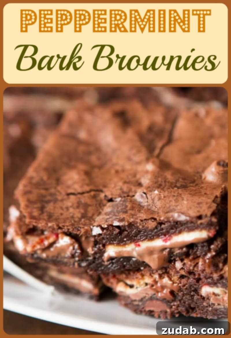 Candy Cane Crunch Brownies 2 Delicious Ghirardelli Peppermint Bark Brownies, a 2-ingredient easy holiday dessert recipe from ohsweetbasil.com