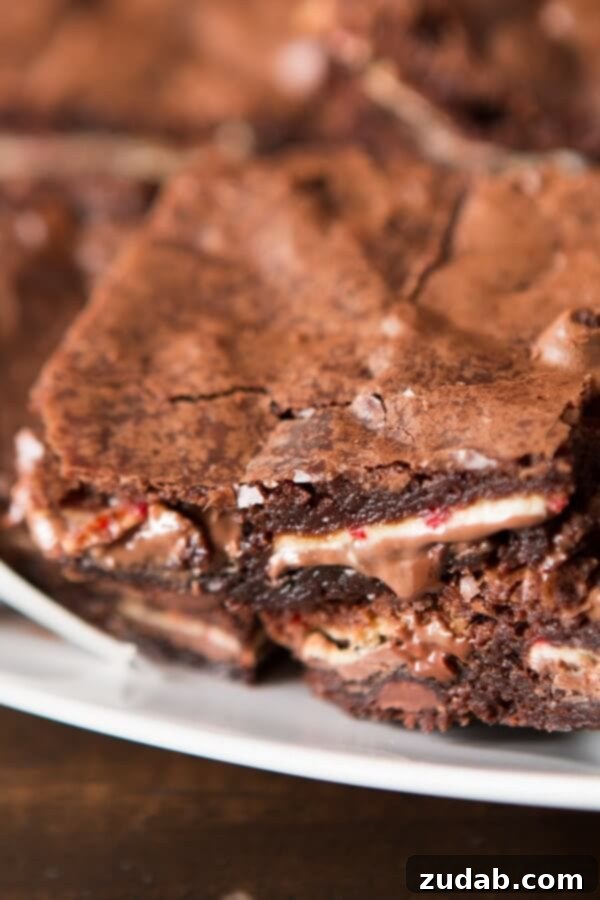 Ghirardelli Peppermint Bark Brownies - 2 Ingredients Decadent Ghirardelli Peppermint Bark Brownies made with just 2 ingredients for a quick holiday dessert