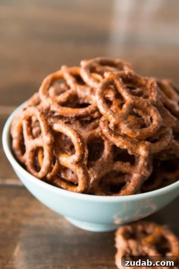 Sweet and Salty Pretzel Snack Crunchy candied pretzels, freshly baked and ready to eat.