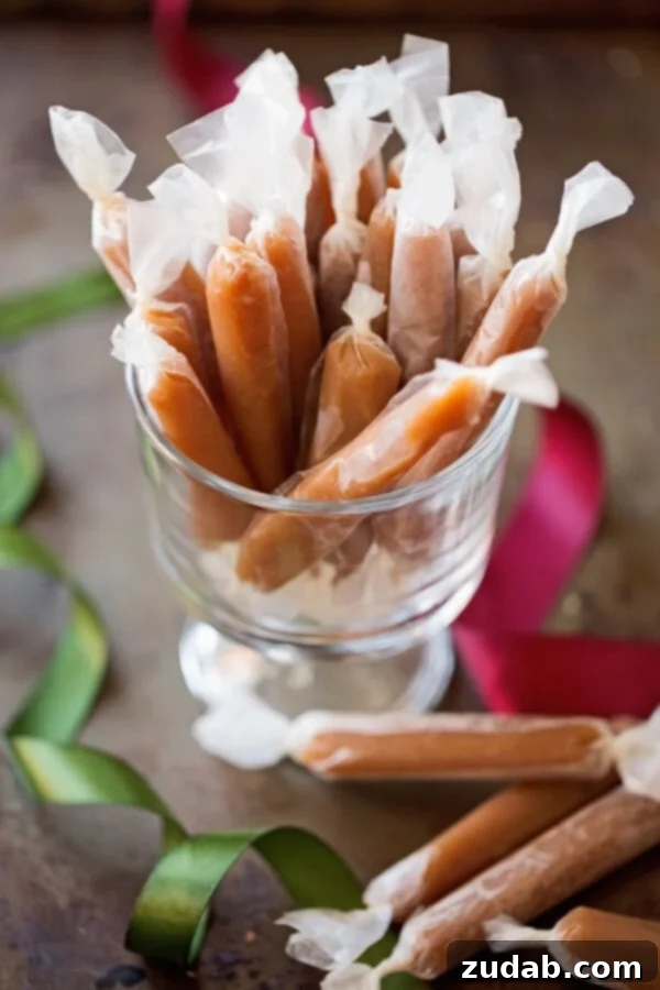 Salted Microwave Caramel Chews ready for wrapping and gifting