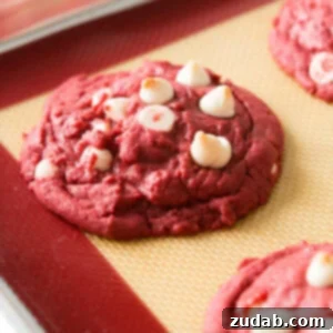 Red Velvet & White Chocolate Chip Cookies 2 Red Velvet White Chocolate Chip Cookies ready to be served