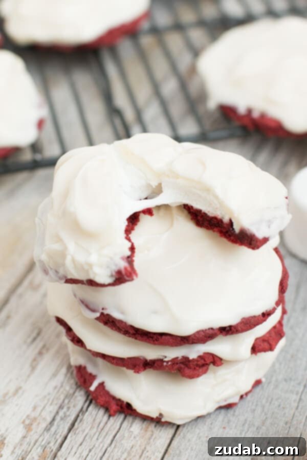 Red Velvet & White Chocolate Chip Cookies 5 Holy. Delicious. Cookies. Red Velvet Marshmallow cookies with cream cheese frosting, a truly dreamy combination.