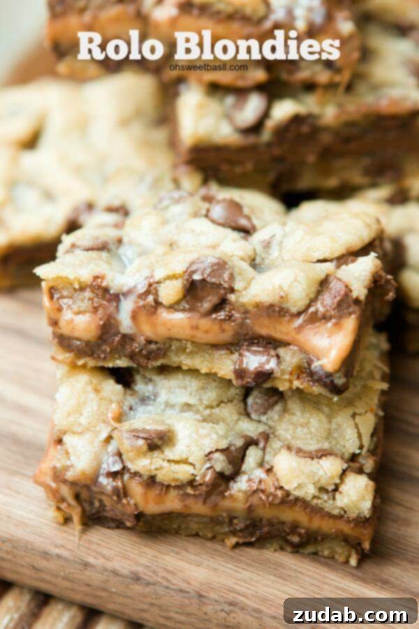 2015 Recipe Highlights 11 You HAVE to make these Rolo Blondies! Chewy, buttery blondies loaded with gooey caramel and chocolate from Rolo candies, creating an ultimate sweet treat.