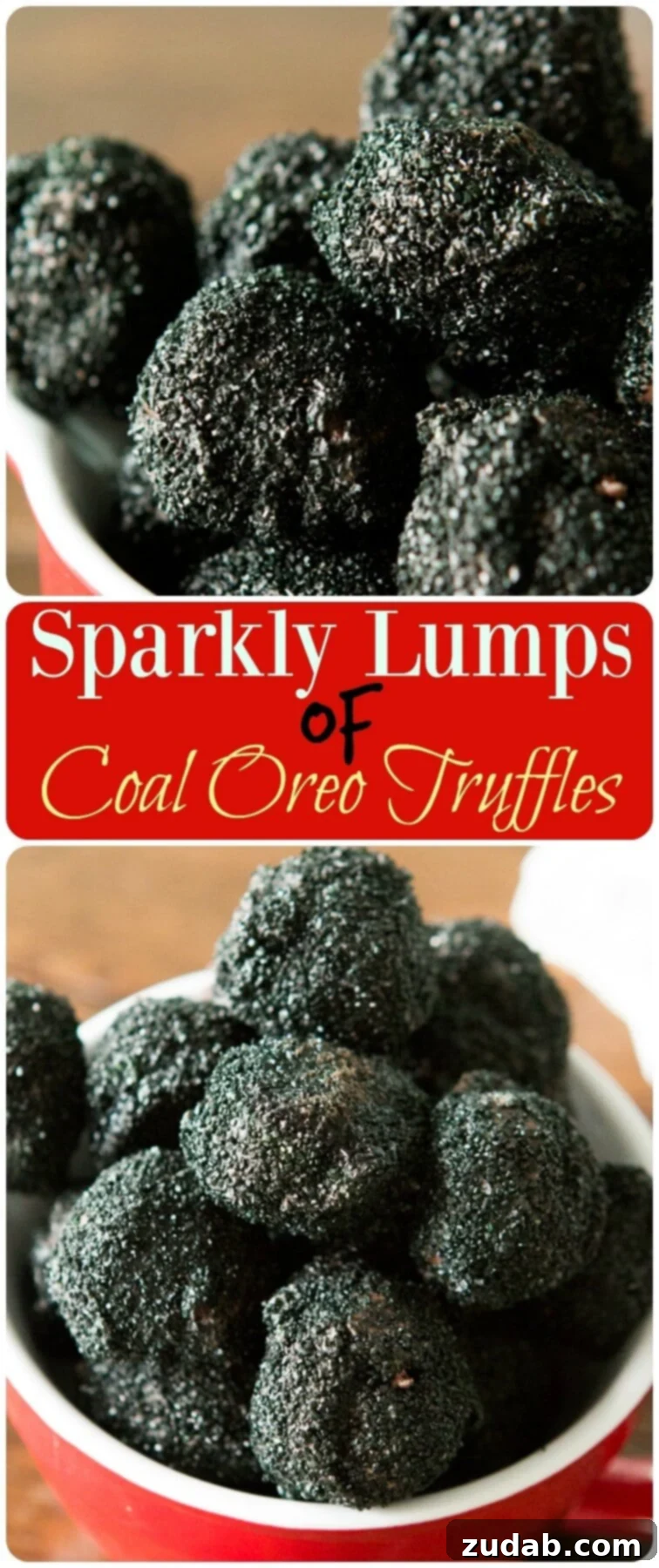 Black Diamond Oreo Truffles 3 Sparkly Lumps of Coal Oreo Truffles are really easy to make so you can step back and let the kids have fun then devour them while their asleep... or share.