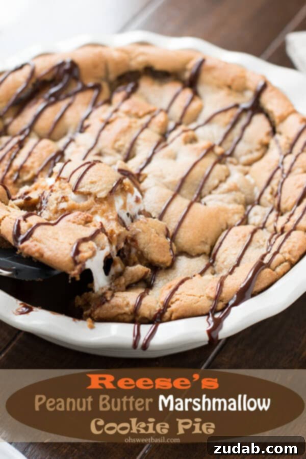 Heirloom Basil Delights 14 Reese's Peanut Butter Marshmallow Cookie Pie, a delightful dessert combining favorite candy flavors with a soft cookie crust.