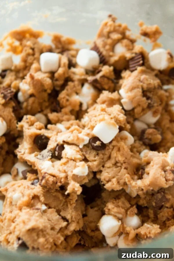 Reese's Marshmallow Peanut Butter Cookies ohsweetbasil.com Pile of Reese's Peanut Butter Marshmallow Cookies, perfect for a sweet craving