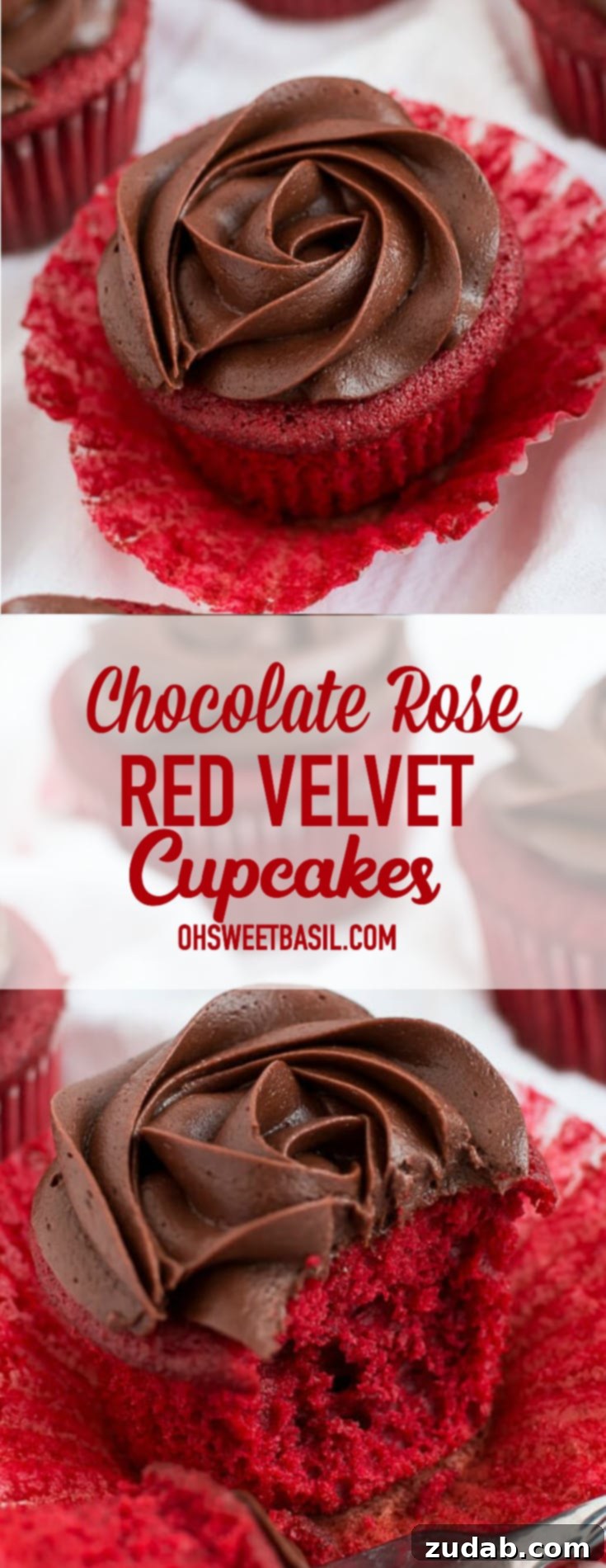 Chocolate Rose Red Velvet Blossoms 3 Red Velvet Cupcakes with a chocolate rose on top