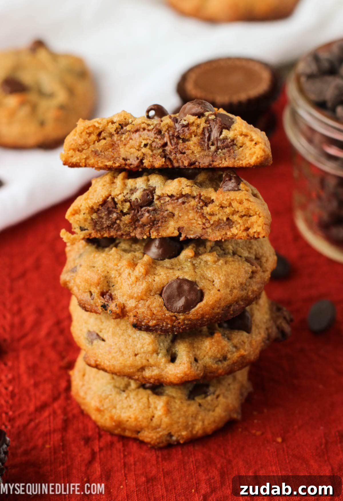 Peanut Butter Brownie Dream Cake 3 Loaded Chocolate Chip Reese's Peanut Butter Cookies | mysequinedlife.com