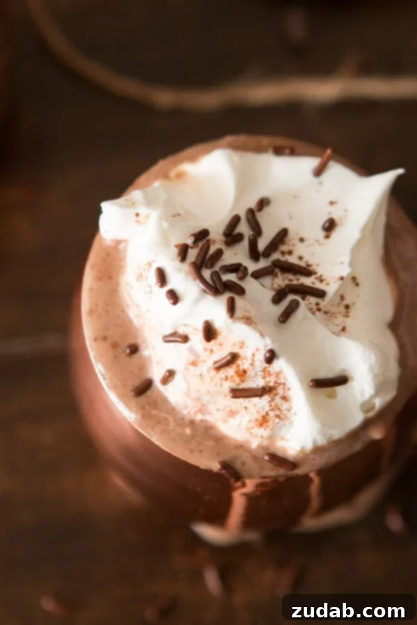 Hands down the creamiest dreamy homemade hot chocolate! No more taking a couple of sips and throwing the rest away, you'll gulp down every bit of this one! Hands down the creamiest dreamy homemade hot chocolate! No more taking a couple of sips and throwing the rest away, you'll gulp down every bit of this one!