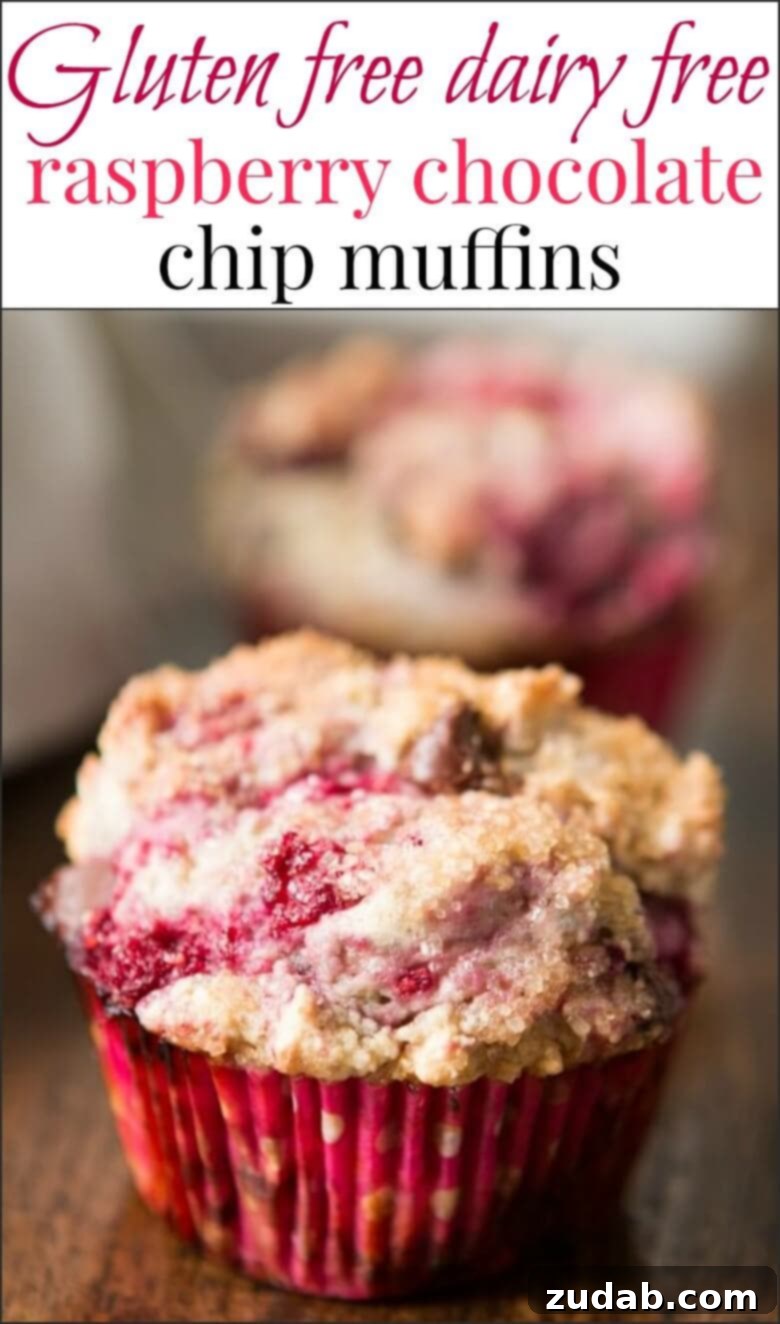 Decadent Gluten Free Dairy Free Raspberry Chocolate Chip Muffins 5 Beautifully baked Gluten Free Dairy Free Raspberry Chocolate Chip Muffins