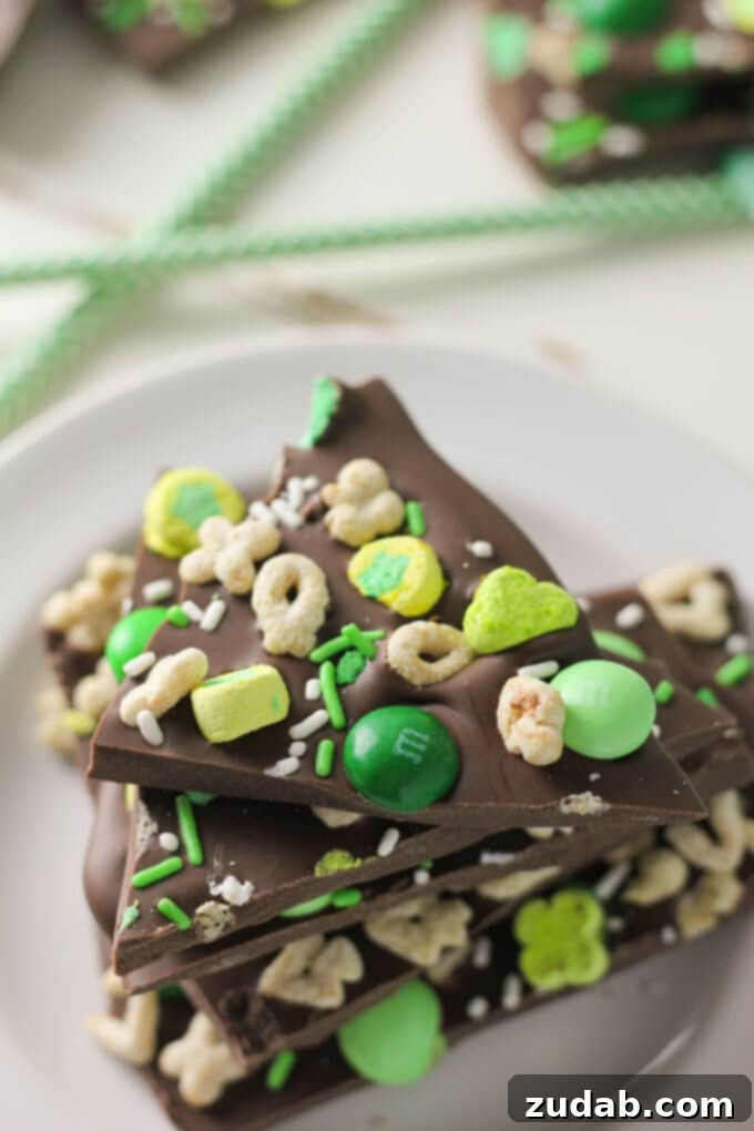 Mint Chocolate St. Patrick's Day Lucky Charm Bark Delicious Mint Chocolate St. Patrick's Day Lucky Charm Bark