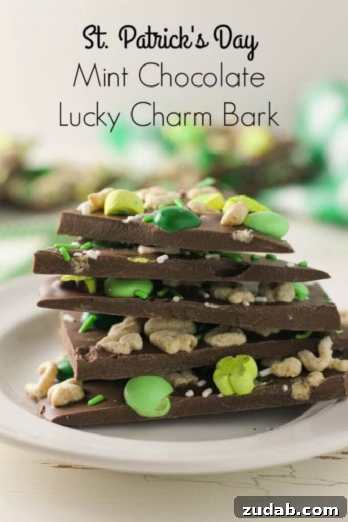 Mint Chocolate St. Patrick's Day Lucky Charm Bark Mint Chocolate St. Patrick's Day Lucky Charm Bark close-up