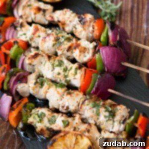 Zesty Greek Chicken Souvlaki 3 Greek Chicken Souvlaki is the easiest most flavorful chicken on the grill! ohsweetbasil.com