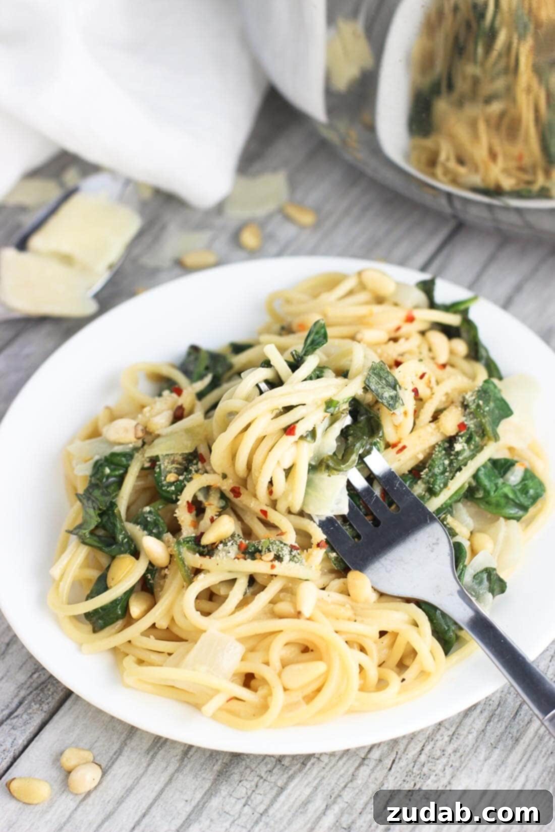 Creamy Avocado Pesto Chicken Pasta 4 Creamy Lemon Spinach One-Pot Pasta by mysequinedlife.com