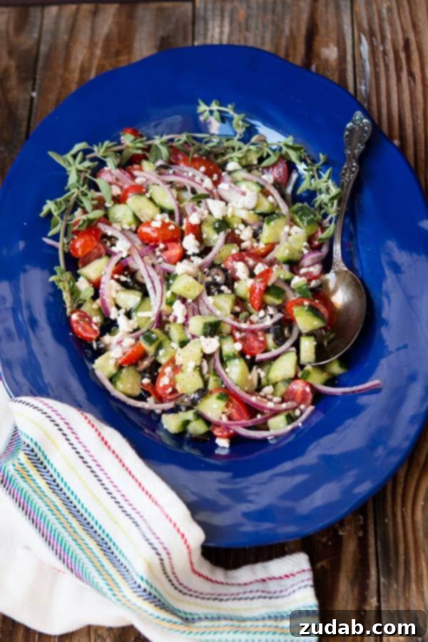 Greek Salad with Feta ohsweetbasil.com Fresh Greek Salad with Feta Cheese