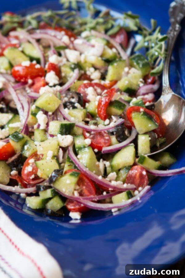 Greek Salad with Feta ohsweetbasil.com Colorful Greek Salad with Olives and Red Onion