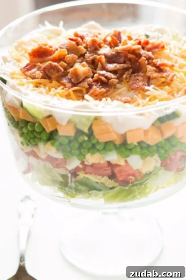 Everyone needs a great recipe for the classic 7 layer pea salad! This one is my favorite because that dressing isn't the typical sour cream. gluten-free, grain-free Everyone needs a great recipe for the classic 7 layer pea salad! This one is my favorite because that dressing isn't the typical sour cream. gluten-free, grain-free