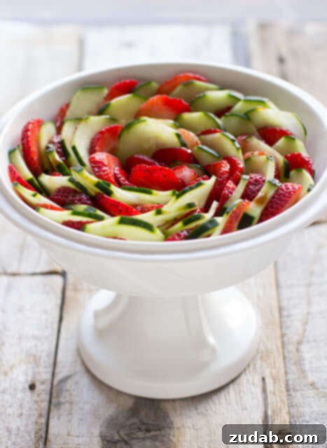 Vibrant Garden Balsamic Avocado Salad 5 Strawberry Cucumber Salad with a light honey balsamic dressing that's perfect for warm summery nights ohsweetbasil.com