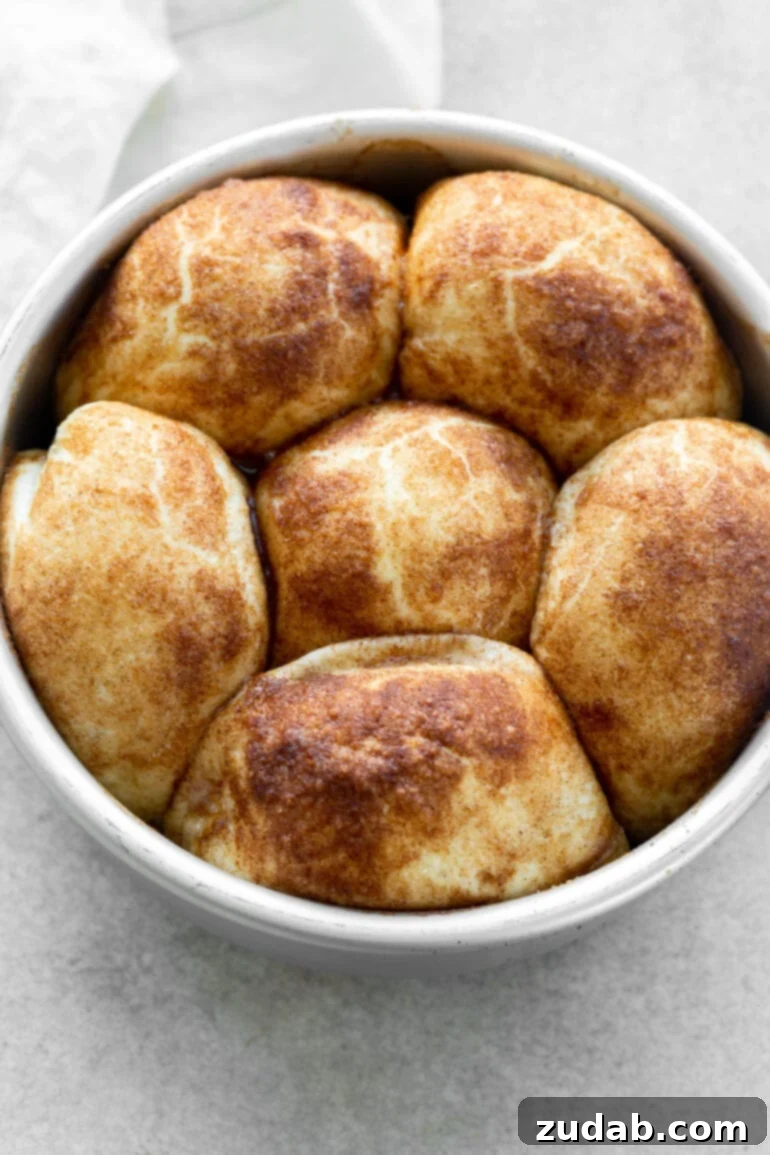 Resurrection Rolls 4 A beautiful round cake pan filled to the brim with freshly baked, cinnamon-sugar-coated resurrection rolls, golden and inviting.