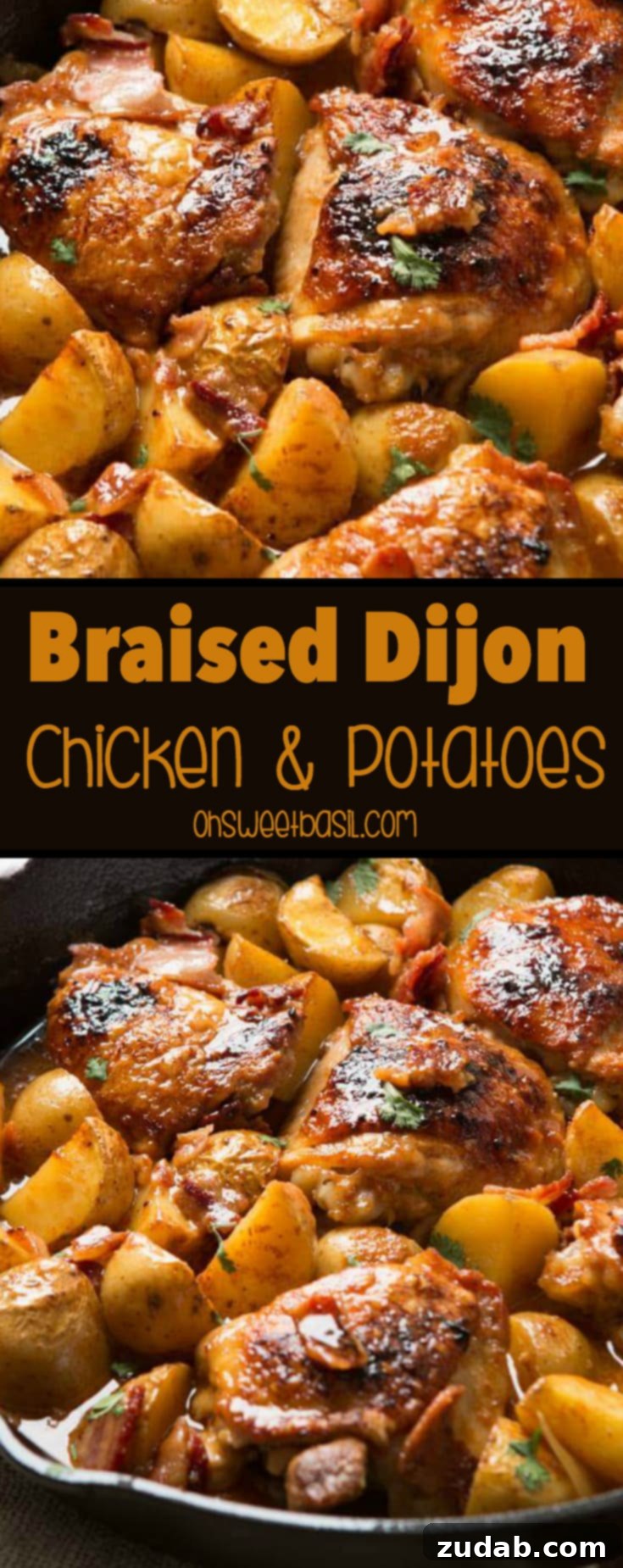 Dijon Herb Chicken and Potato Pot 2 Hands down, our absolute most favorite recipe ever is this juicy, saucy dijon braised chicken thighs with potatoes that's a one-skillet wonder!