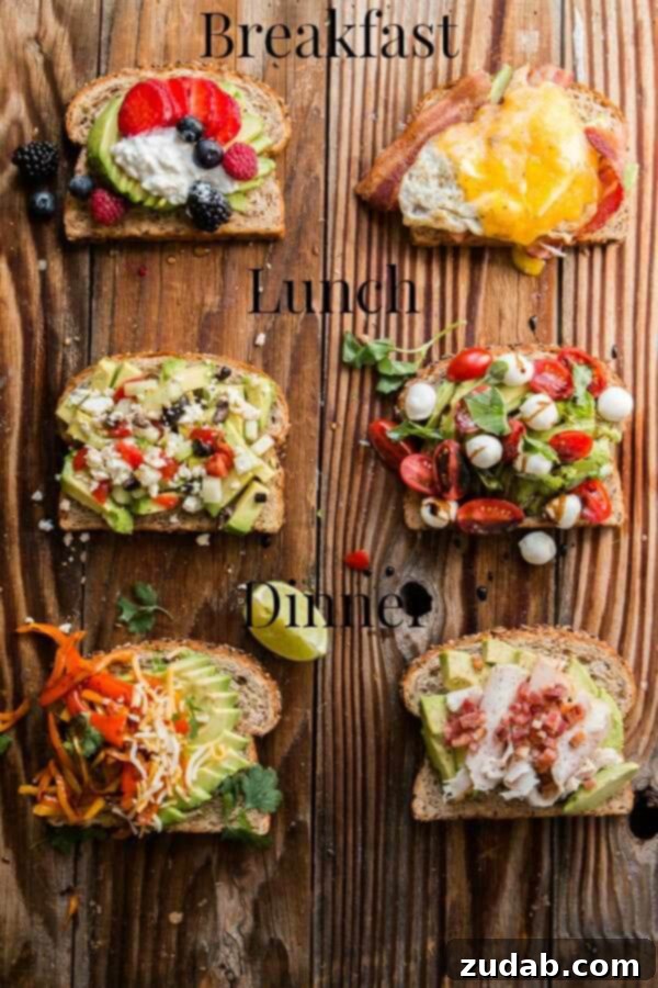 Beyond Basic: 6 Epic Avocado Toast Ideas 2 Delicious avocado toast variations for breakfast, lunch, and dinner.
