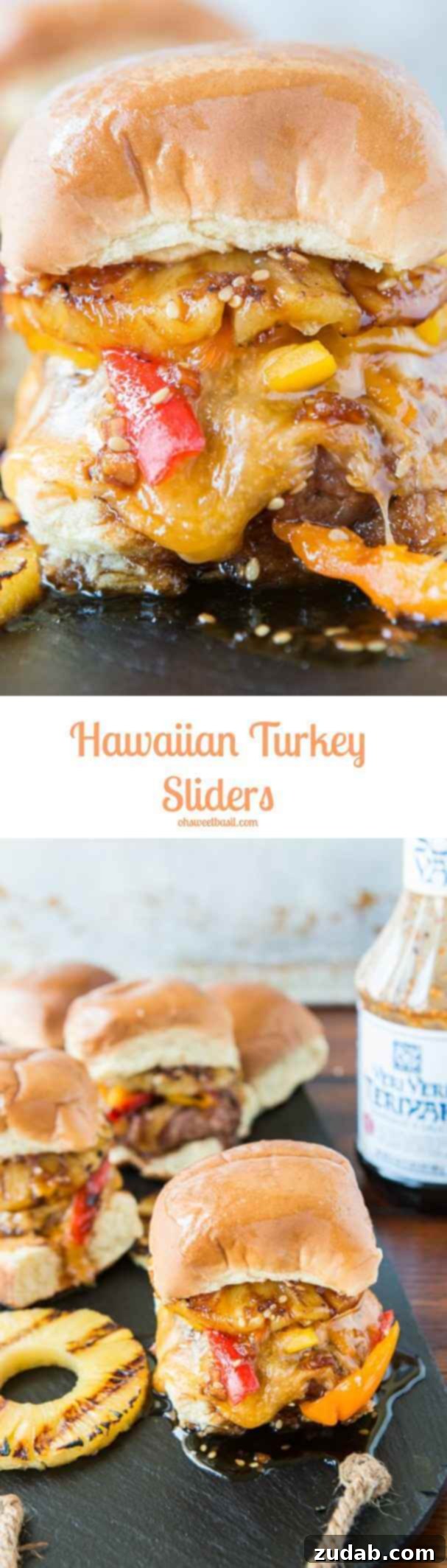 Aloha Turkey Sliders 2 Everyone's favorite Hawaiian Turkey Burger Sliders with pineaple and teriyaki! ohsweetbasil.com