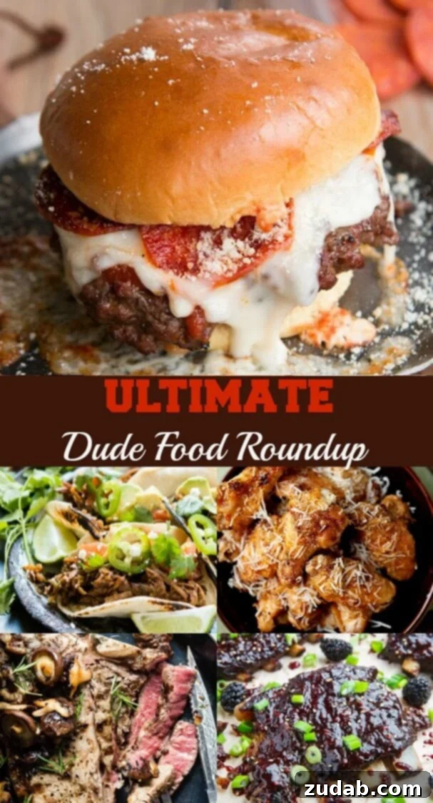 A diverse selection of delicious dishes perfect for a Father's Day celebration, including tacos, steaks, burgers, wings, and more.