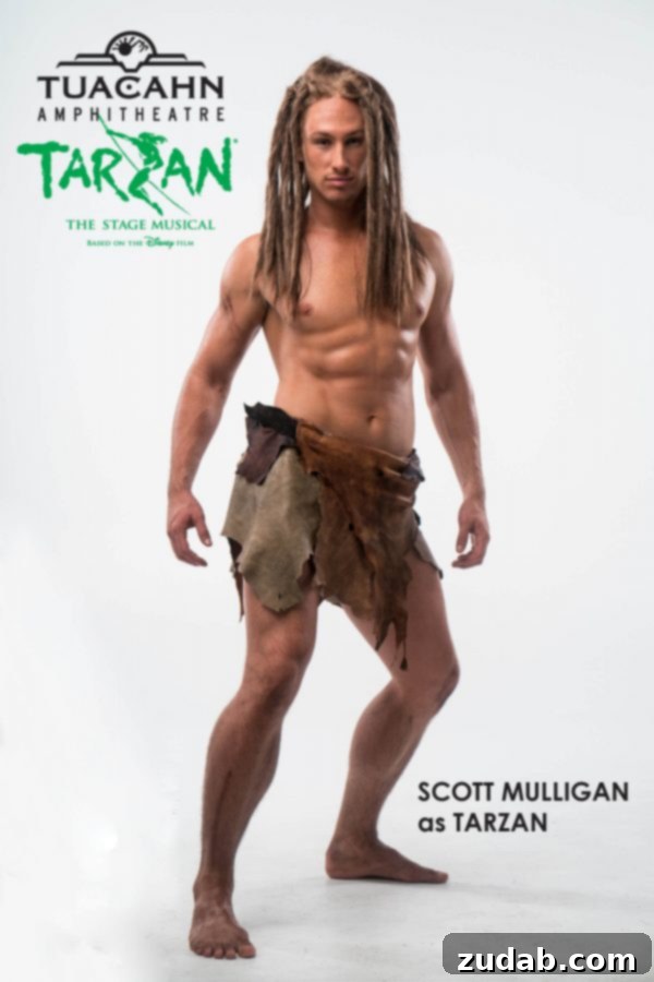 Captivating scenes from Tarzan at Tuacahn Dynamic performance shot from the Tarzan musical at Tuacahn, showcasing elaborate costumes and acrobatics