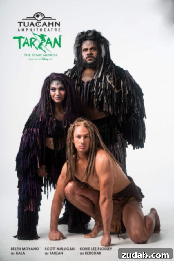 Meet the talented cast of Tuacahn productions A young actor from the Tarzan musical smiling backstage at Tuacahn