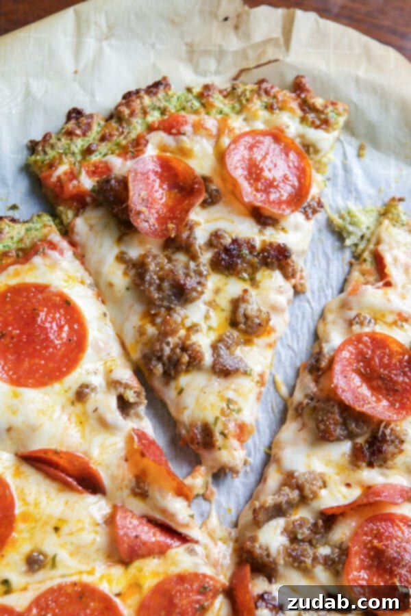 Zucchini: A Nutritional Powerhouse for Your Pizza A close-up shot of the delicious zucchini pizza crust, highlighting its texture and fresh ingredients. A healthy and flavorful alternative.