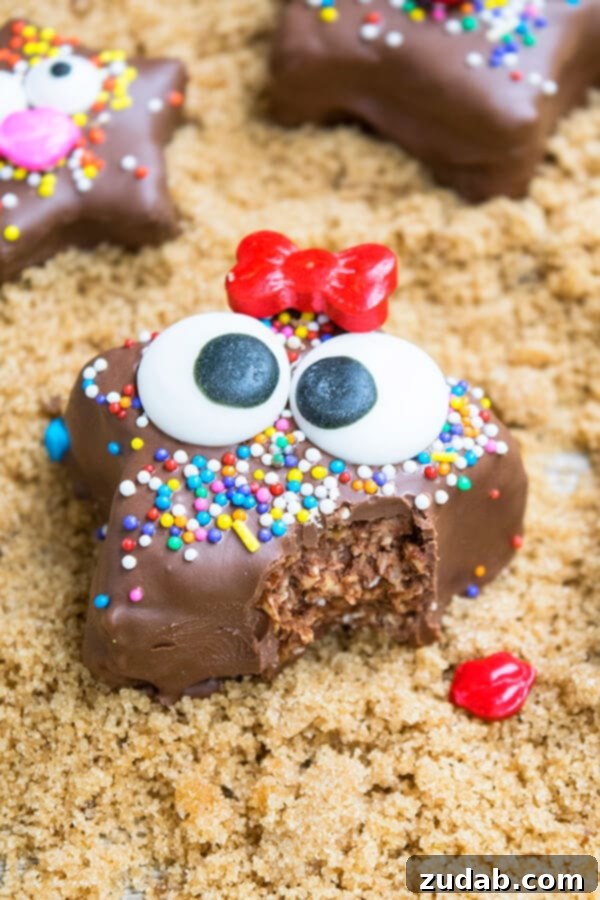 No-Bake Granola Starfish Snacks with Chocolate Delicious no-bake chocolate starfish snacks, a healthy and fun activity for kids.