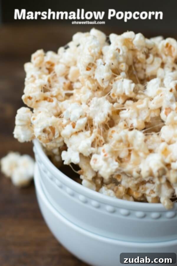 Apple Pie Popcorn Delight 5 The BEST recipe we've found for marshmallow popcorn! ohsweetbasil.com