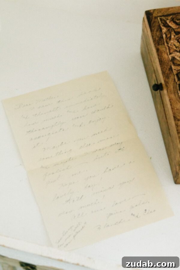My New Office Tour 13 An old handwritten letter, starting with 'Dear Mother', found tucked inside a vintage book.