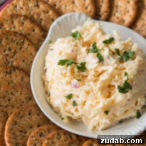 Effortless Jarlsberg Indulgence 2 Creamy Jarlsberg Cheese Dip, a quick and easy party appetizer, served in a rustic bowl with a side of crispy crackers.