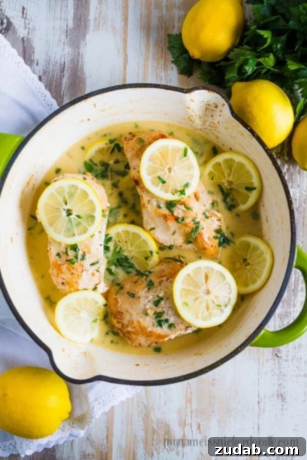 One Pan Creamy Lemon Garlic Chicken: A Weeknight Wonder Perfectly seared chicken breasts in a creamy lemon garlic sauce, ready for a quick weeknight meal