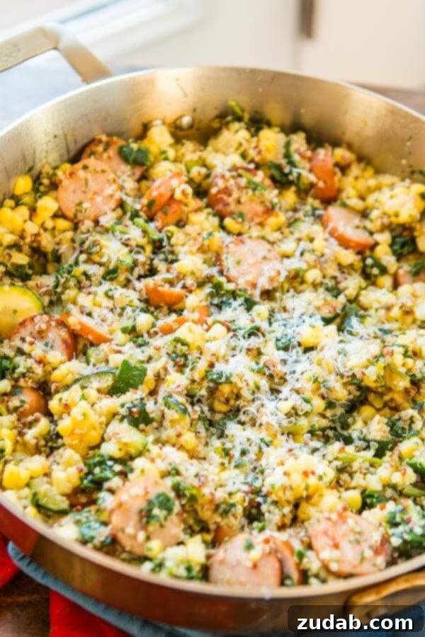 Looking for healthy dinner ideas that are quick and easy and actually taste good? We are loving this healthy sausage kale quinoa skillet lately. Looking for healthy dinner ideas that are quick and easy and actually taste good? We are loving this healthy sausage kale quinoa skillet lately. ohsweetbasil.com