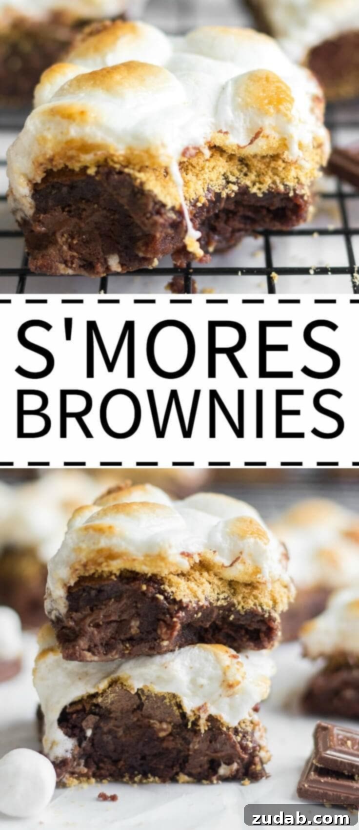 A Delicious Batch of Our Best S'mores Brownies These chewy brownies are our best s'mores brownies recipe. Layered with Hershey's chocolate and graham cracker crumbs and topped with toasted marshmallows.
