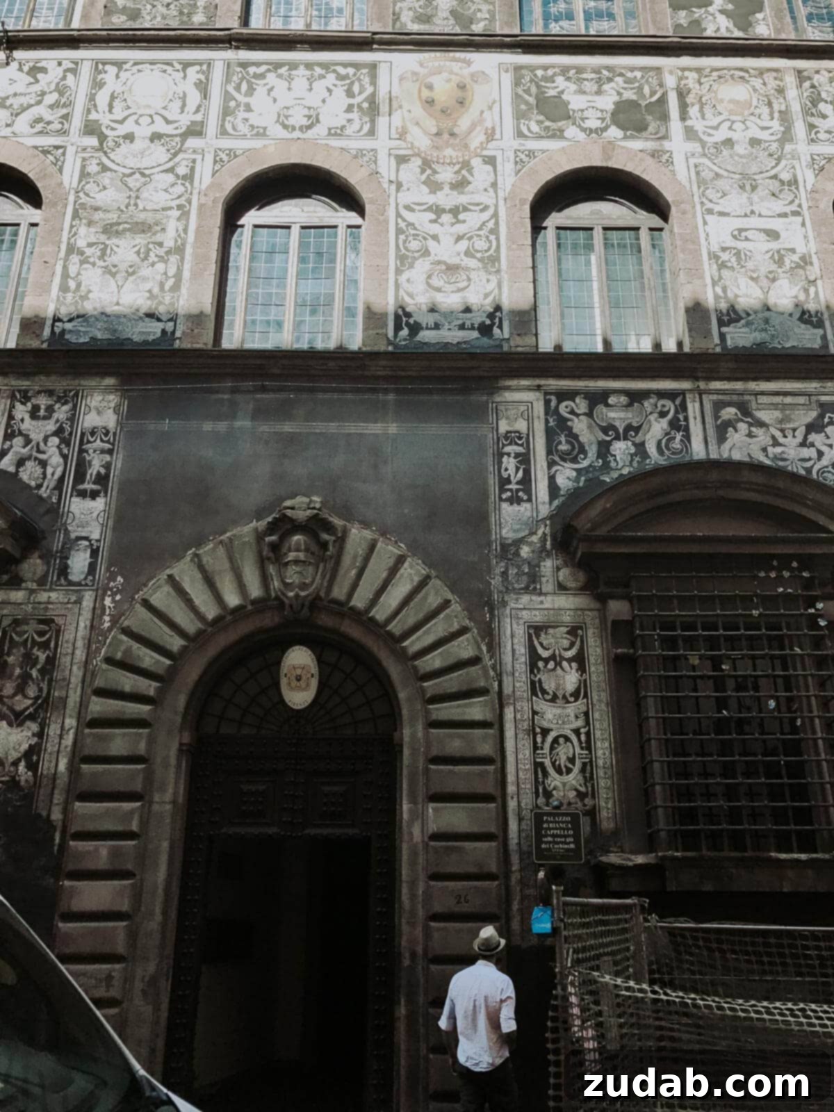 Your Blueprint for a European Adventure 5 Intricate facade graffito adorning the Palazzo di Bianca Cappello in Florence, a testament to the city's rich artistic heritage. ohsweetbasil.com