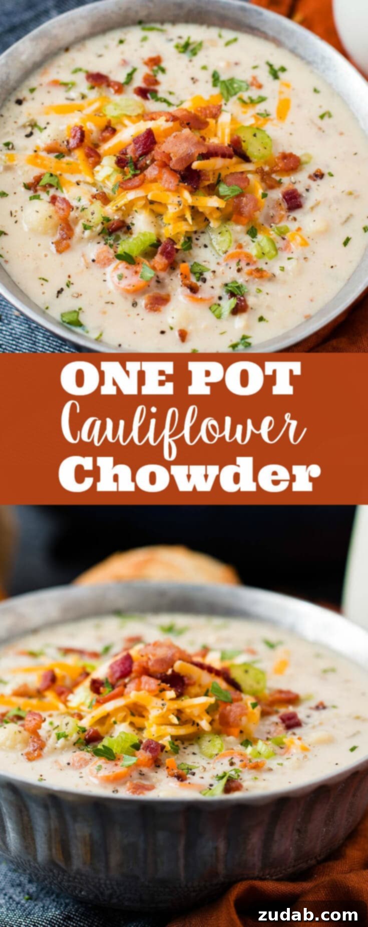 Easy One Pot Cauliflower Chowder 13 Move over, corn chowder and back it up, loaded baked potato soup, this one pot cauliflower chowder is the best fall soup this year!