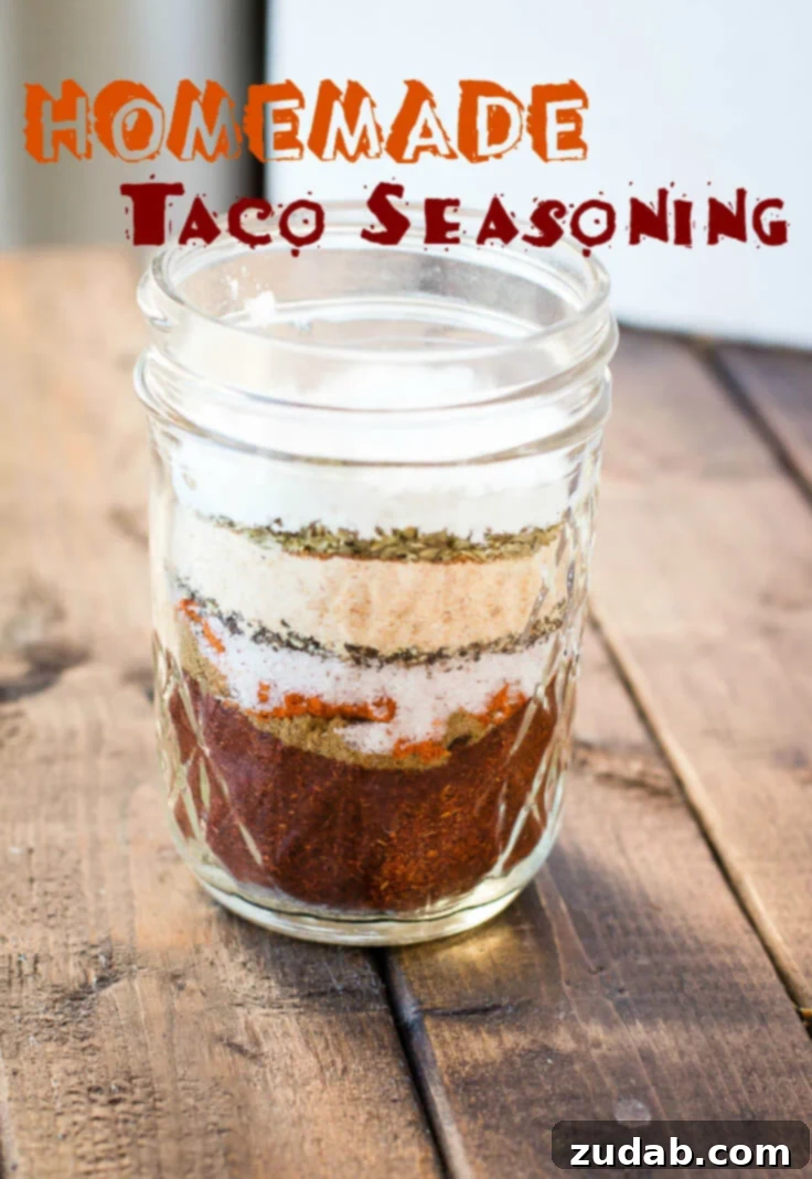 Craft Your Own Taco Spice 4 A close-up of the vibrant homemade taco seasoning in a mason jar, ready for use.